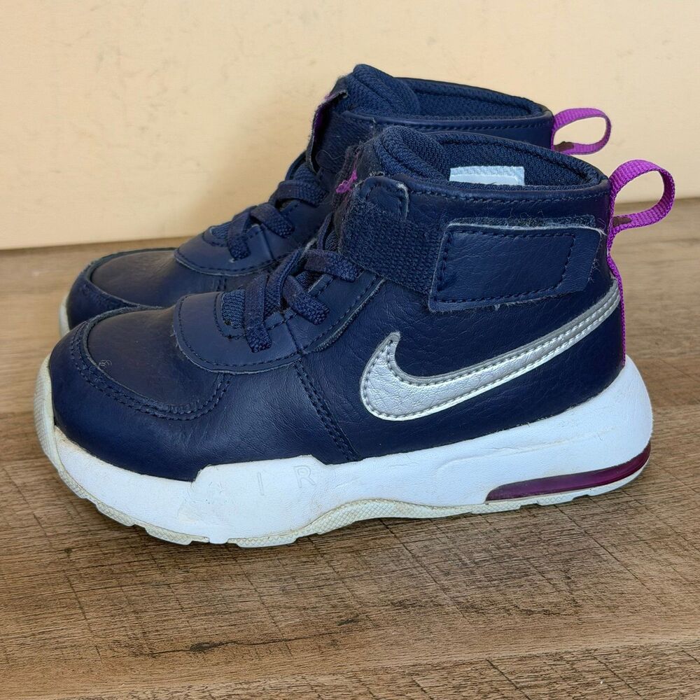 Nike Air Max Goaterra 2.0 Midnight Navy Metallic Silver Size 9C shoes girls